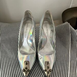 Alexander McQueen Silver High Heel Pumps